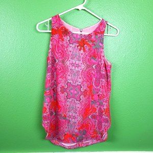 Cabi pink gray Paisley Sleeveless shirt size XS